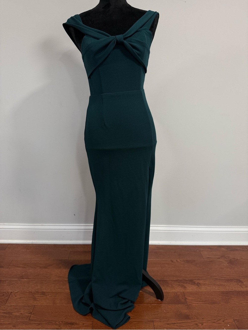 Lulu’s Elegant Dark Teal Off-Shoulder Evening Gown